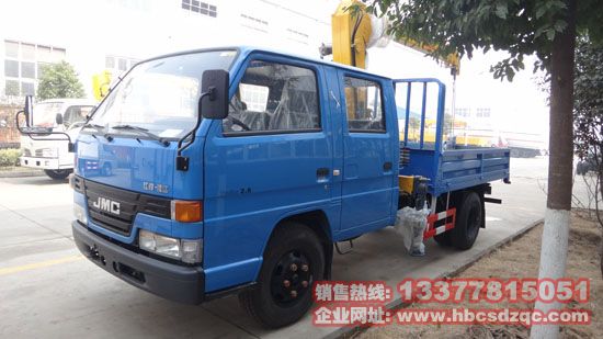 可以上藍牌雙排隨車吊小型雙排藍牌起重運輸車圖片